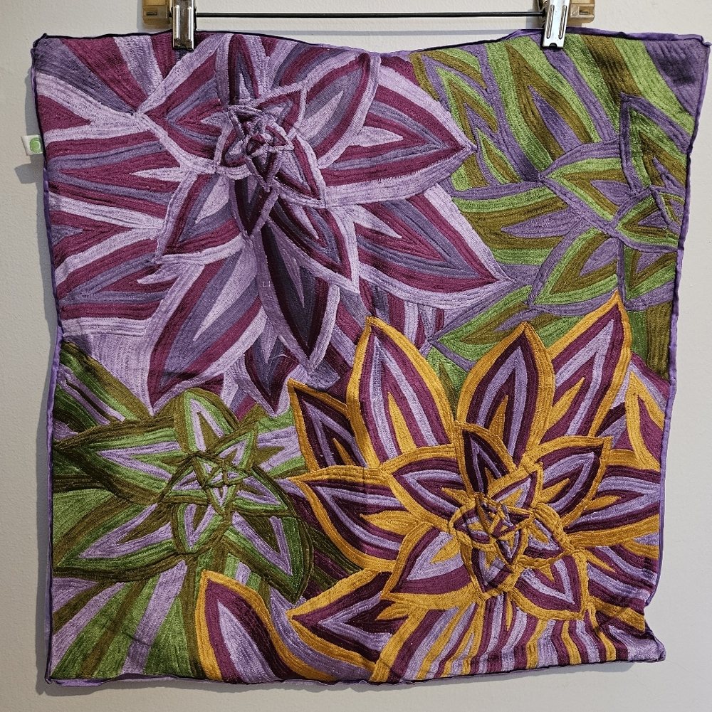 Company C Floral Embroidered Decorative Pillow Cover